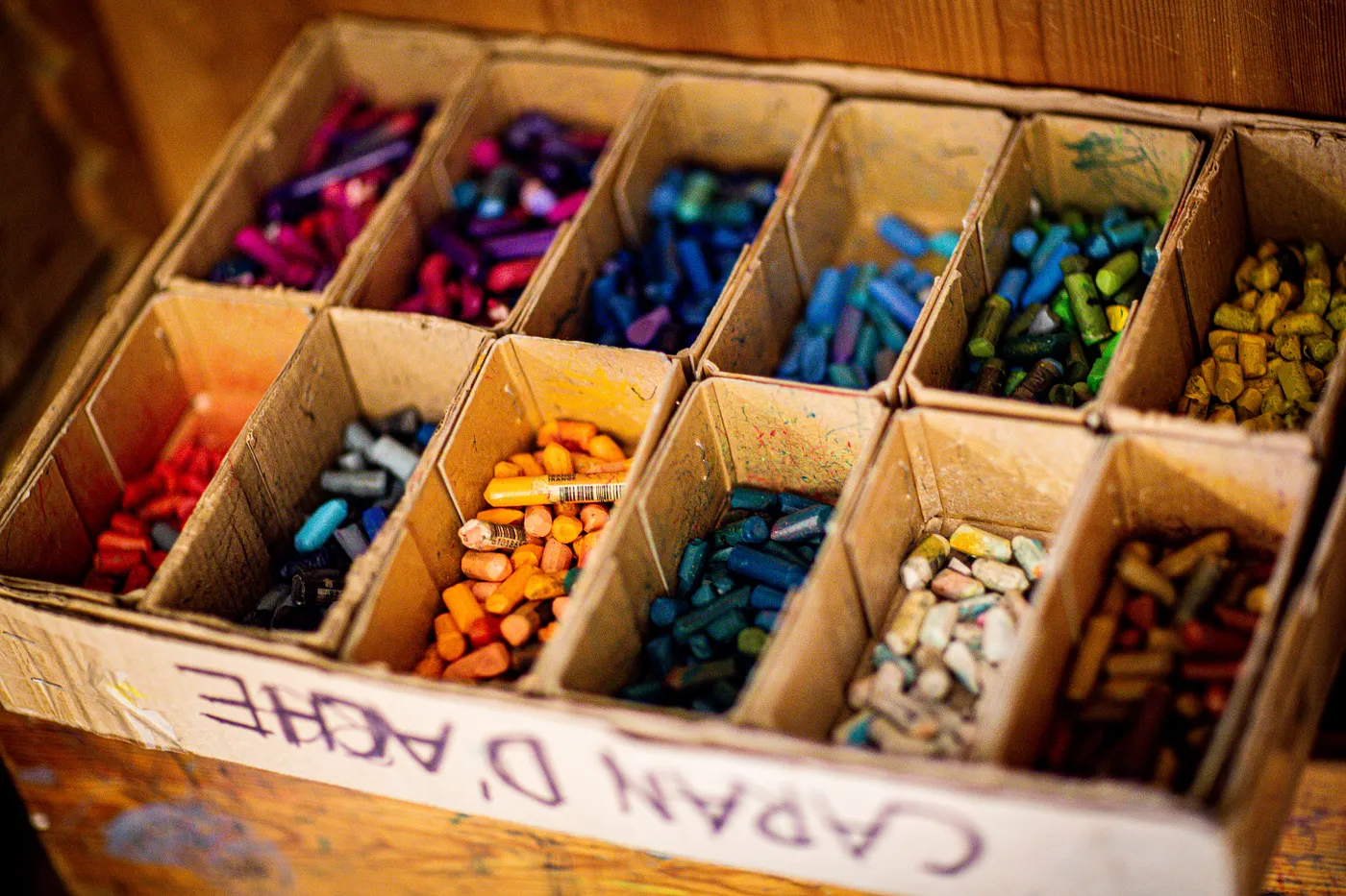 Coloring Materials Sorted in Containers