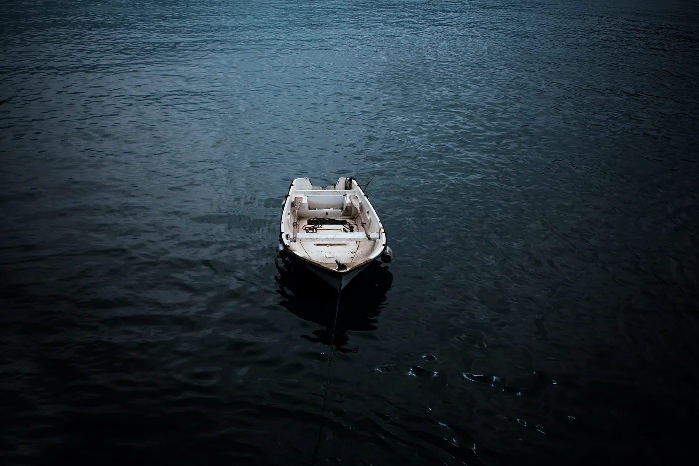 Lifeboat on calm water in dusk